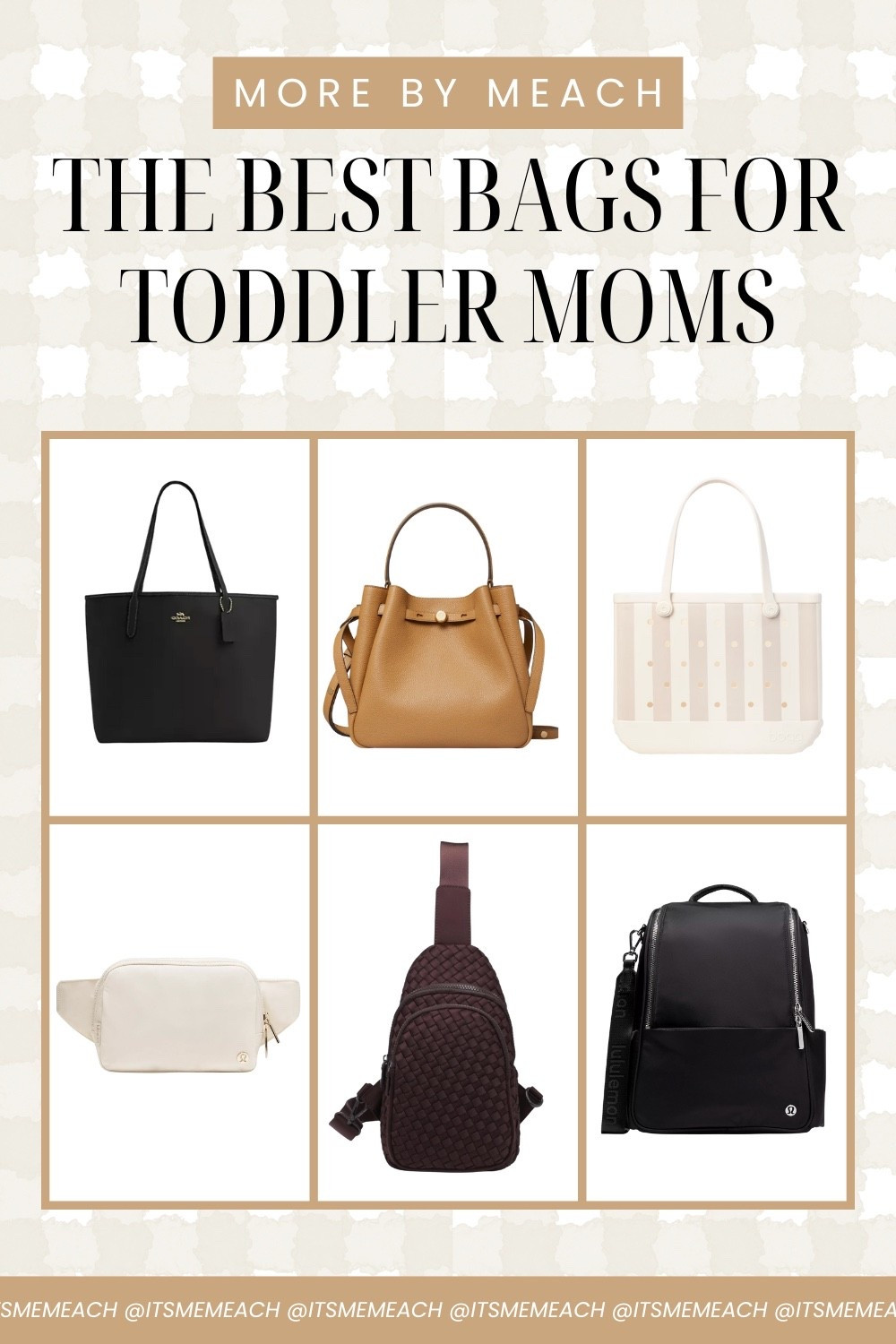 Toddler moms, if you’re looking to ditch the diaper bag - here are some solid options for you!

Personally, I recommend having one of each of these style bags. Think of it has a handbag capsule - an intentional selection for every reason and season.

I talk about this more in my latest blog post. You can find that here: https://morebymeach.com/best-bags-for-toddler-moms/

But if you just want to shop, all are linked! 

#LTKHoliday #LTKCyberWeek #LTKmomlife