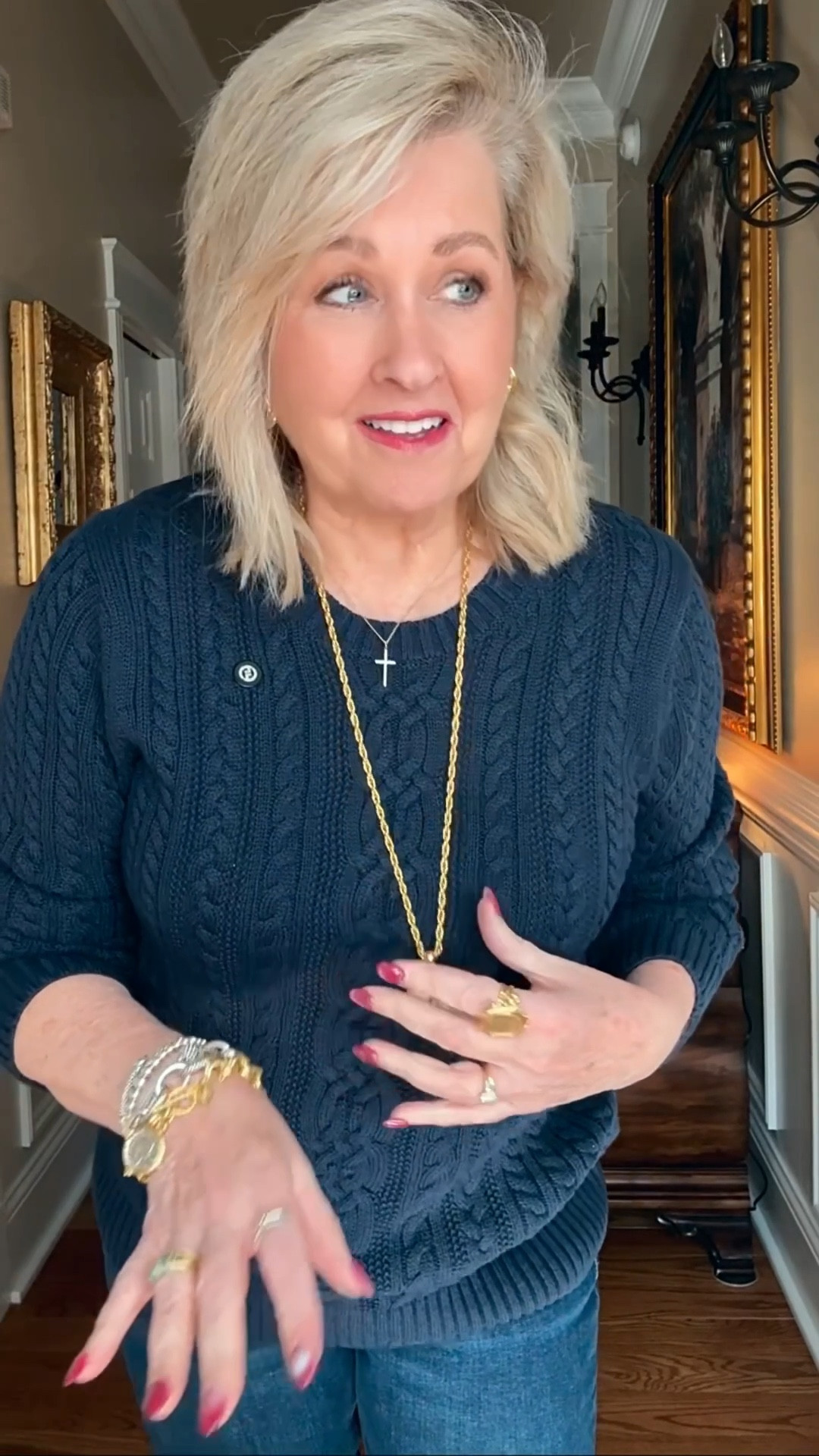 I love an elevated casual look for every day. The cable knit sweater and jewelry elevate the dark wash jeans to create a fabulous outfit you’ll be proud to wear  

#LTKootd #LTKOver40