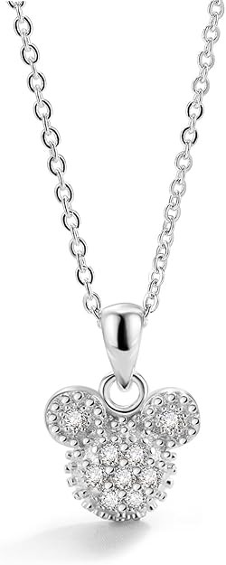 Fashion100% 925 Silver Necklace For Women Cute Mickey Pendant Choker Solid Silver Chain 18 inch F... | Amazon (US)