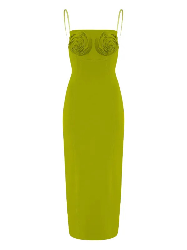 Jean Paul Gaultier rose-embellished Midi Dress | Green | FARFETCH | Farfetch Global