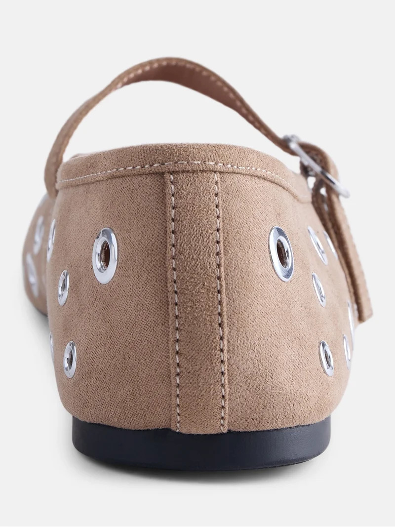 No Boundaries Women's Grommets Mary Jane Flats | Walmart (US)