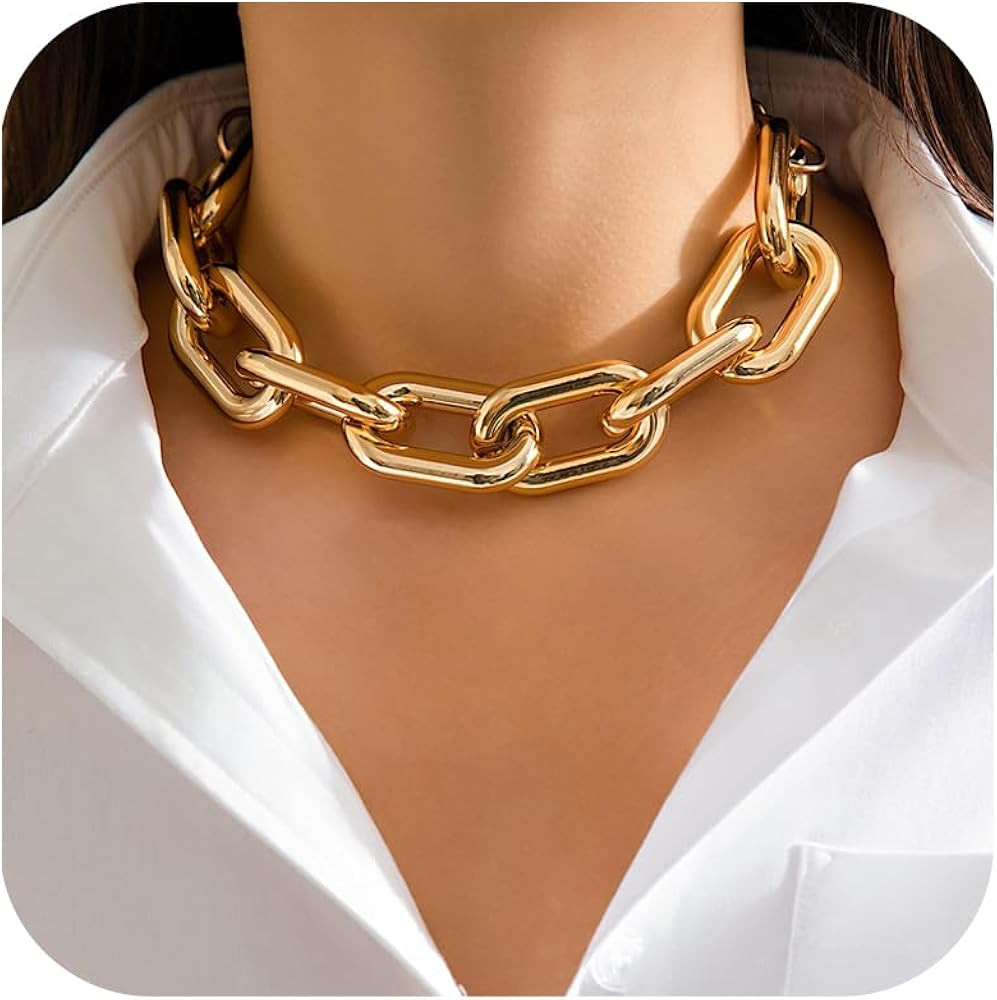 choice of all Chunky Gold Necklace Statement Necklace for Women Punk Chunky Chain Necklaces Daint... | Amazon (US)