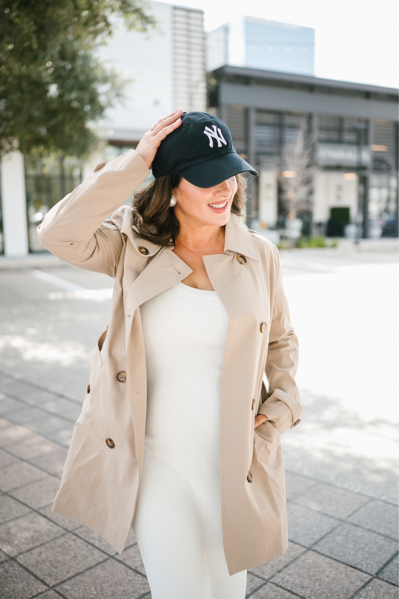 Love this classic put together look for running errands. The hooded trench coat pairs beautifully with a ribbed long dress and a baseball cap. Wearing a small in both jacket and dress. 

#LTKunder100 #LTKstyletip #LTKFind