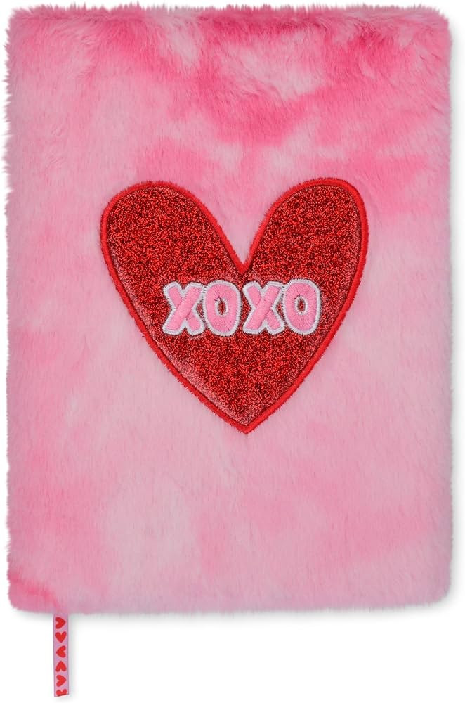 iscream + Theme NYC Plush Fur Book-Bound Lined-Page 8.75" Applique Accent Journal - ILYSM Heart | Amazon (US)