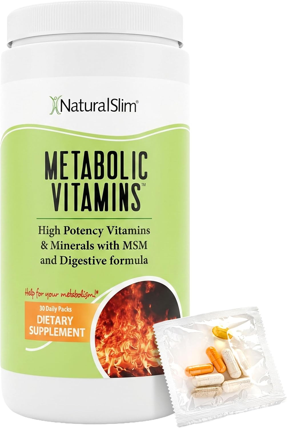 NaturalSlim Metabolic Vitamins, Multivitamin with Digestive Enzymes, 30 Packets | Amazon (US)