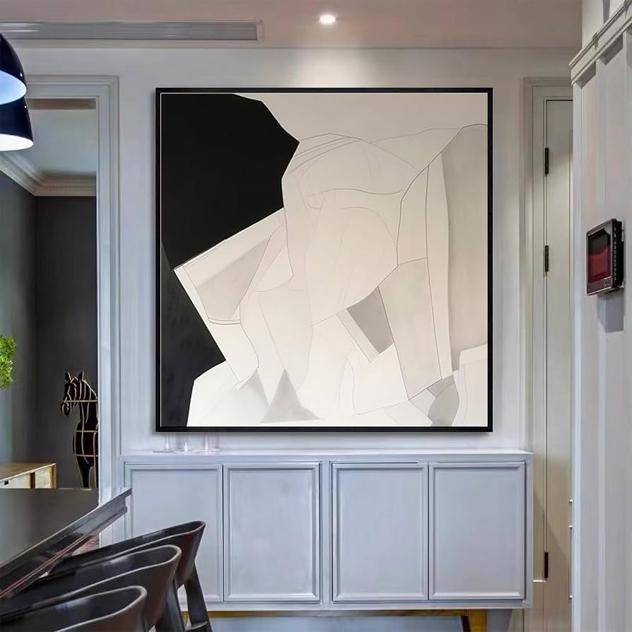 Original Beige White Black Minimal Art Beige Black Wabi Sabi Artwork Large Milimalist Abstract Oi... | Amazon (US)