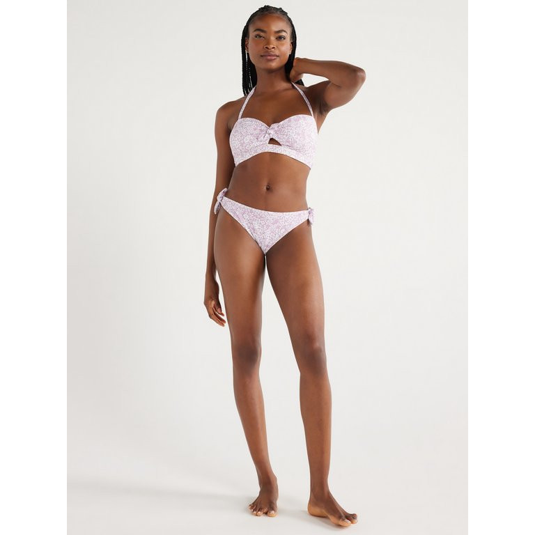 Time and Tru Women's and Women's Plus Ditsy Bandeau Swim Bottoms, Sizes S-XL | Walmart (US)