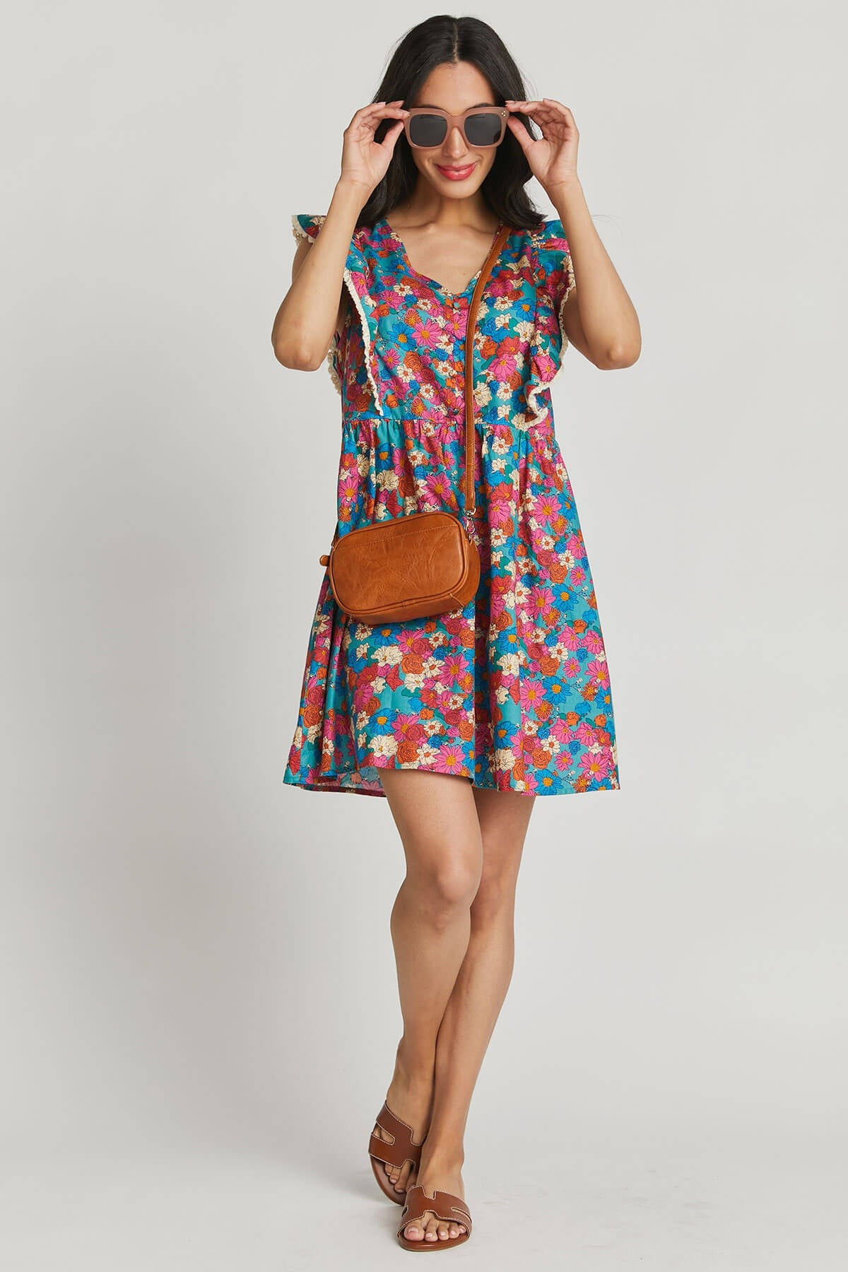 THML Floral Print Ruffle Dress | Social Threads