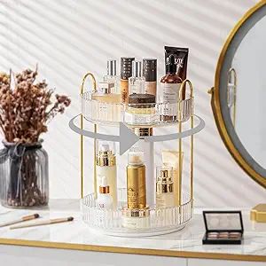 360 Rotating Makeup Organizer, Large Capacity Perfume Skincare Lipstick Organizer for Vanity, 2 T... | Amazon (US)