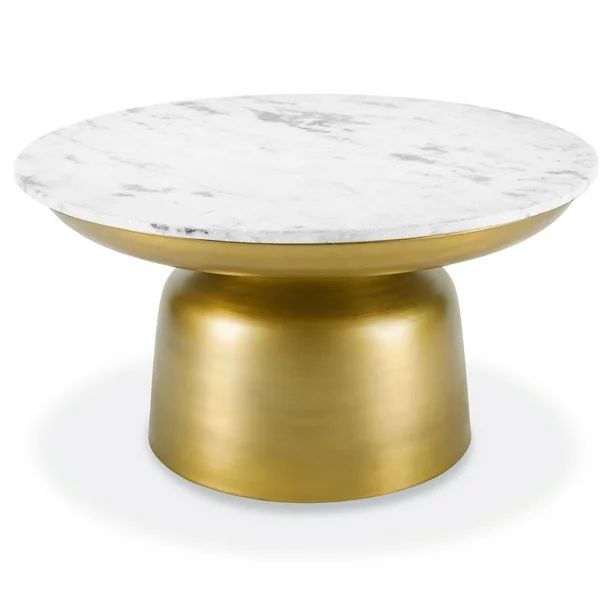 Poly & Bark Signy Coffee Table with Marble Top in Antique Brass - Walmart.com | Walmart (US)