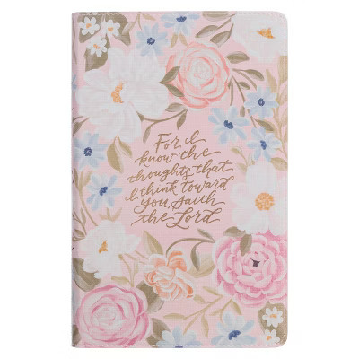KJV Bible Giant Print Faux Leather for I Know the Plans, Pink Floral Printed Jer. 29:11 - (Leather Bound) | Target