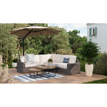 allen + roth Maitland 5-Piece Patio Sectional Conversation Set with Cream Cushions | Lowe's