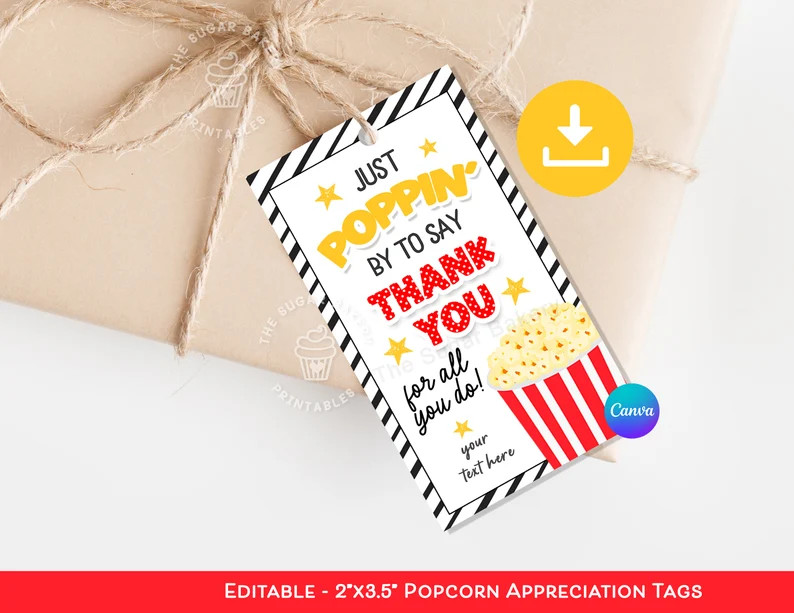 POPCORN Teacher Appreciation Week Tag, Printable Poppin' Tag, Teacher Appreciation Popcorn Gift T... | Etsy (US)