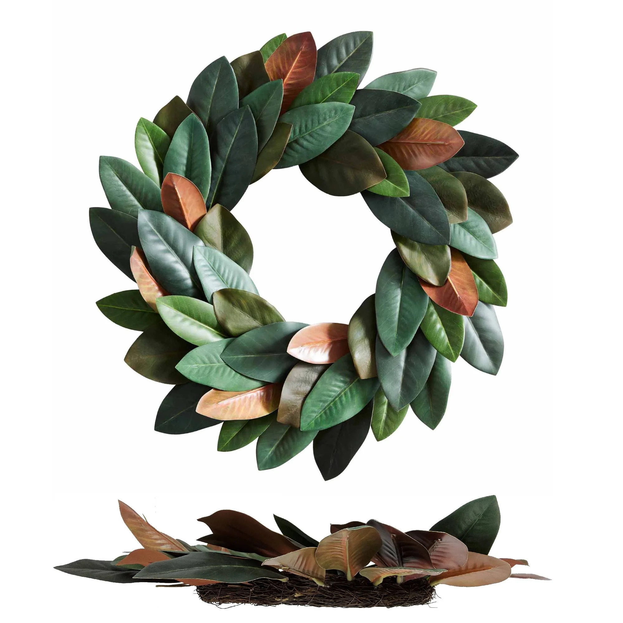 Better Homes & Gardens 18" Artificial Magnolia Leaves Wreath, Polyester | Walmart (US)