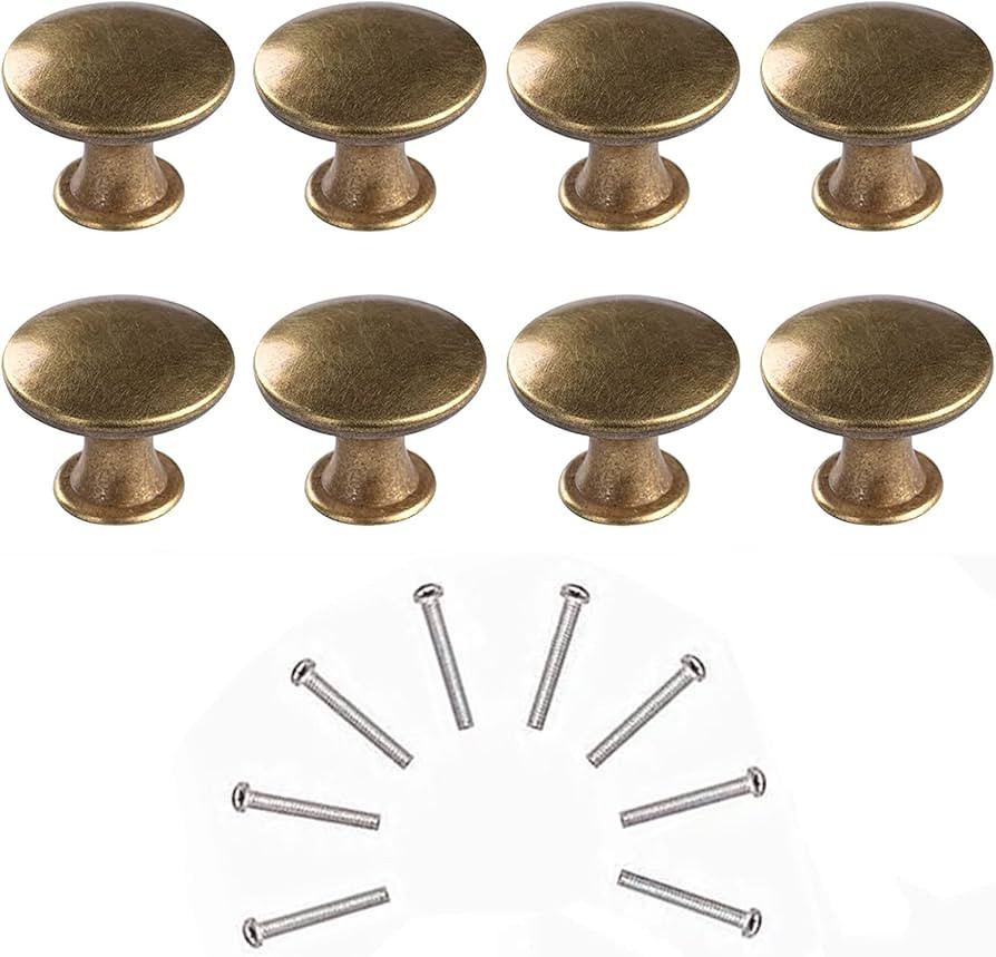 8Pcs Drawer Knobs, Uandelci Vintage Brass Cabinet Knobs 30mm Round Mushroom Shaped Furniture Knob... | Amazon (CA)