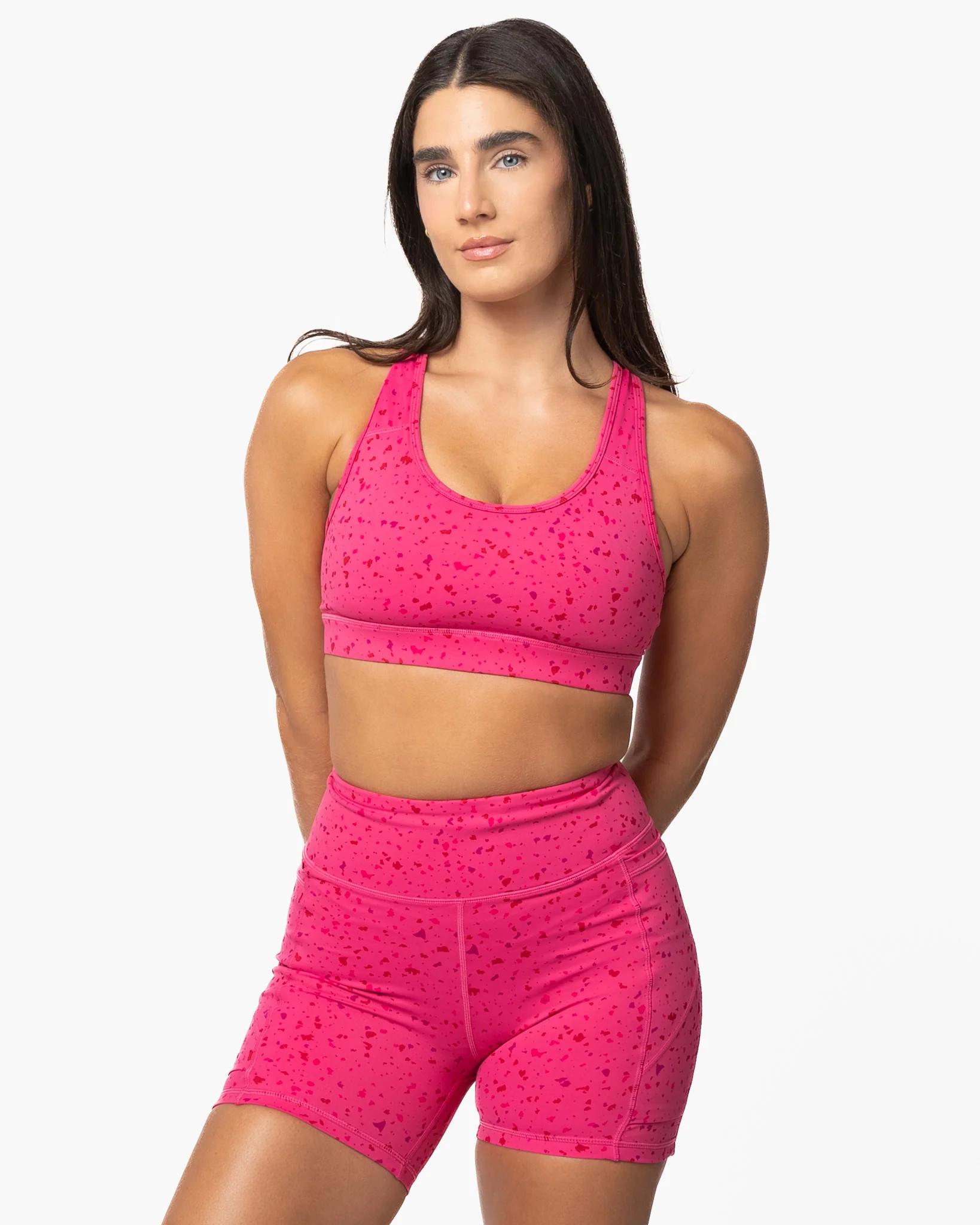 Lux Sarah Sports Bra - Hibiscus Terrazzo | Senita Athletics