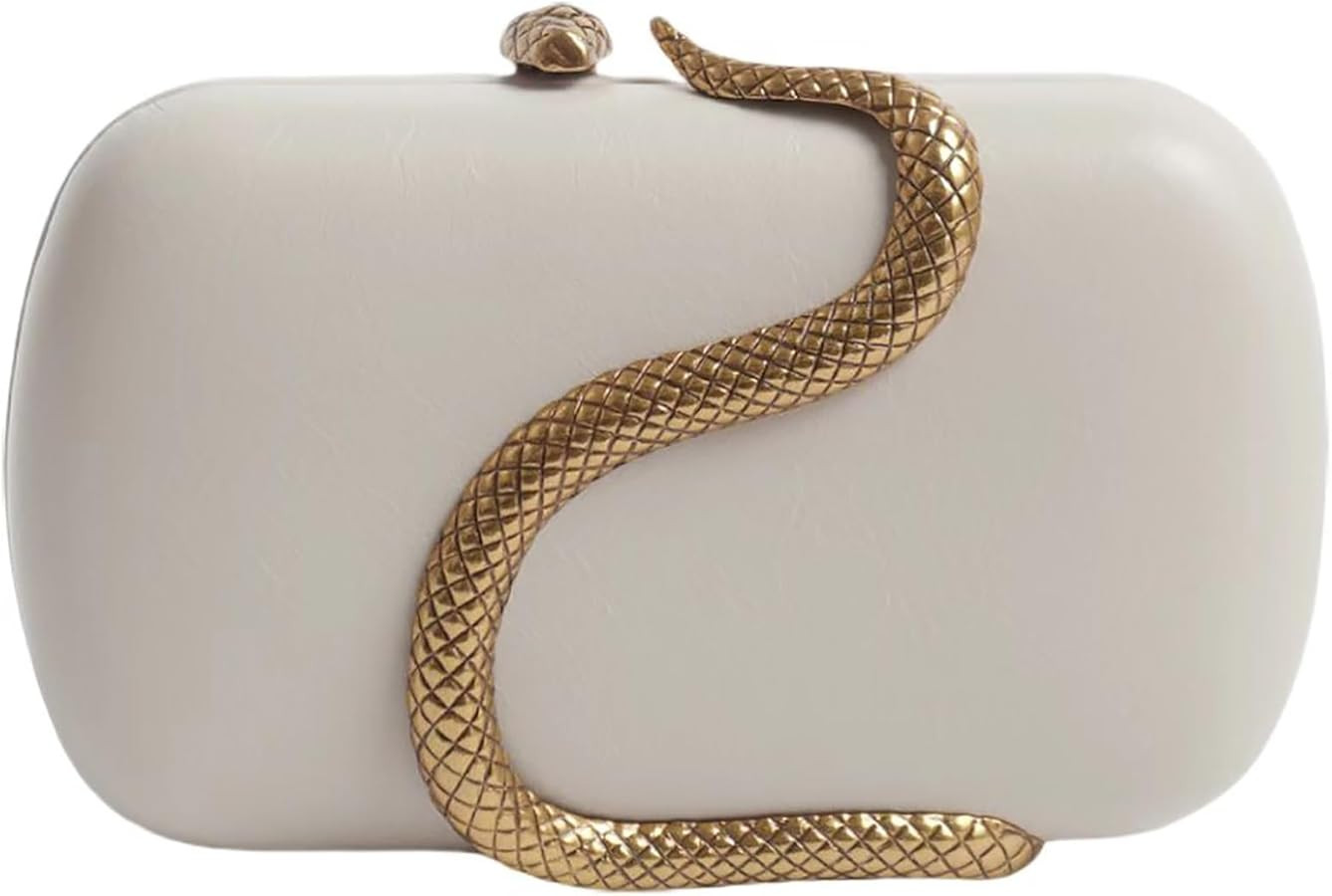 Women PU Trendy Novelty Snake Chain Crossbody Shoulder Bag Handbag Wedding Evening Bag Formal Clu... | Amazon (US)