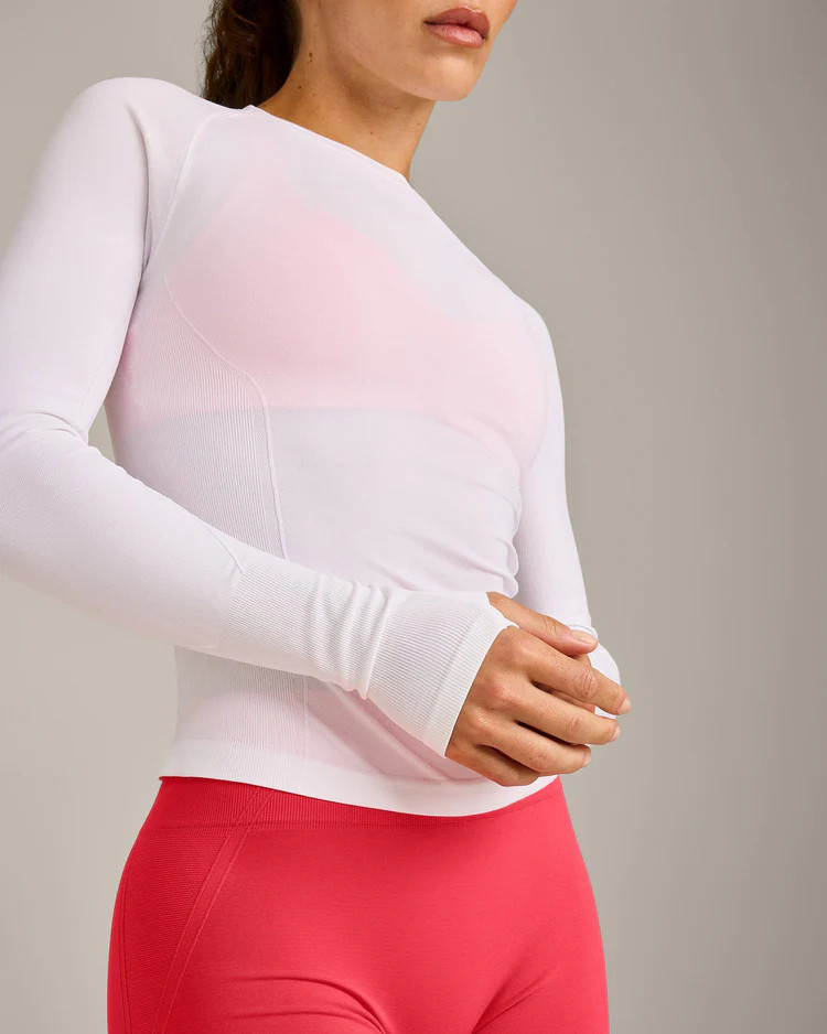 Oner Seamless Fitted Long Sleeve Top 
 White | Oner Active (UK / US)