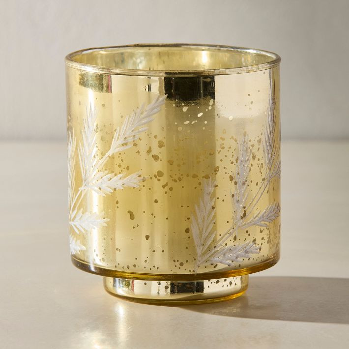 Evergreen Etched Glass Filled Candles - Sage &amp; Cedar | West Elm (US)