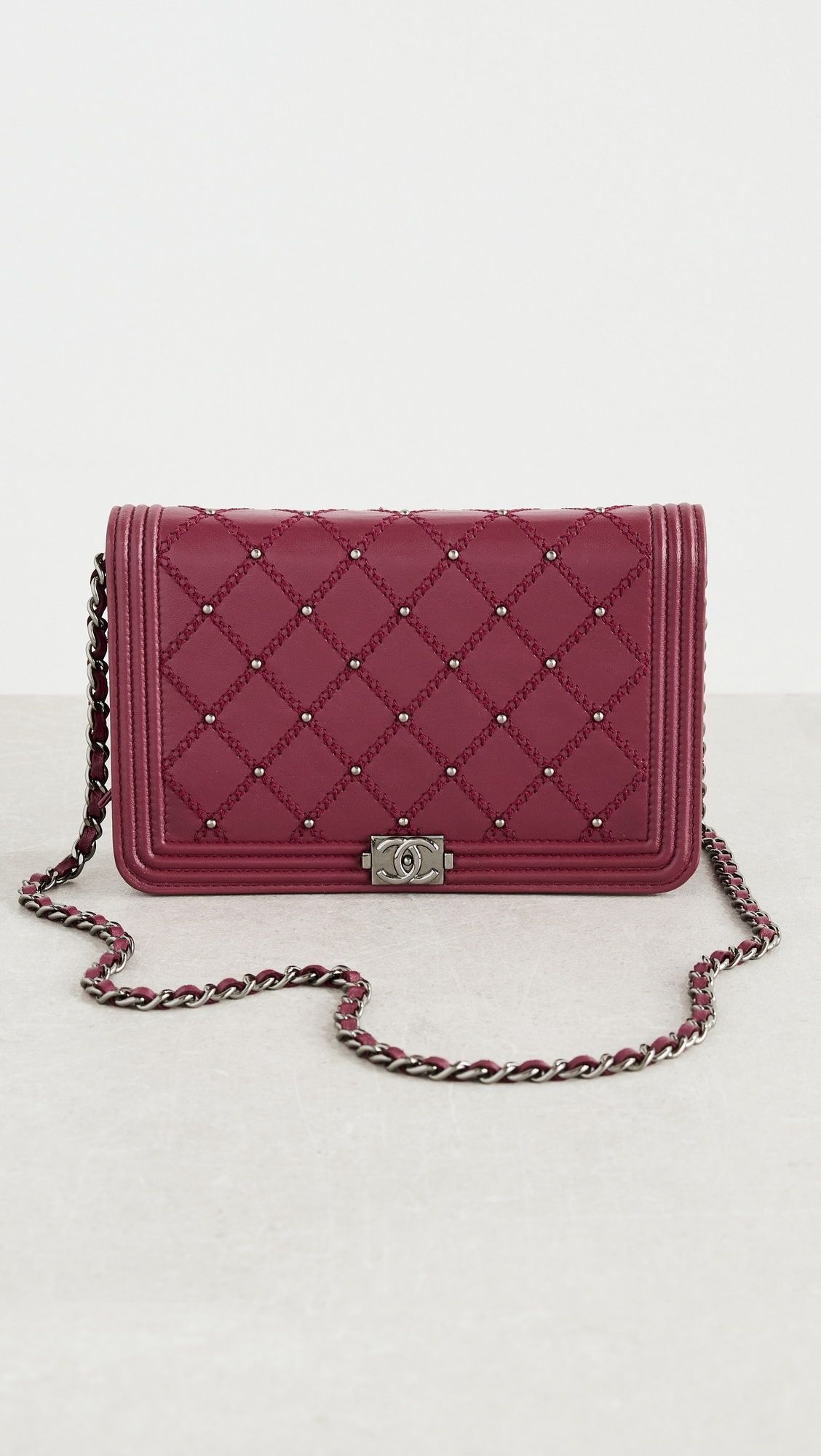 Chanel Burgundy Boy Wallet On Chain | Shopbop