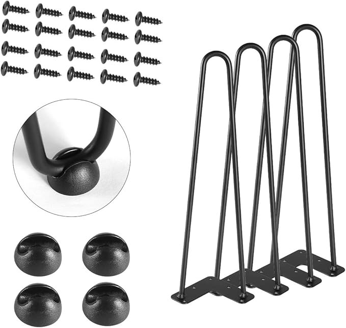 TE DEUM 16" Satin Black Hairpin Coffee Table Legs(Set of 4), Metal Heavy Duty Sturdy Sharp Lookin... | Amazon (US)