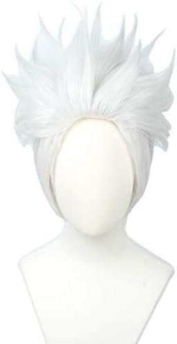 Linfairy Short Layered Cosplay Wig Halloween Costume Silvery White Wig Not Style | Amazon (US)