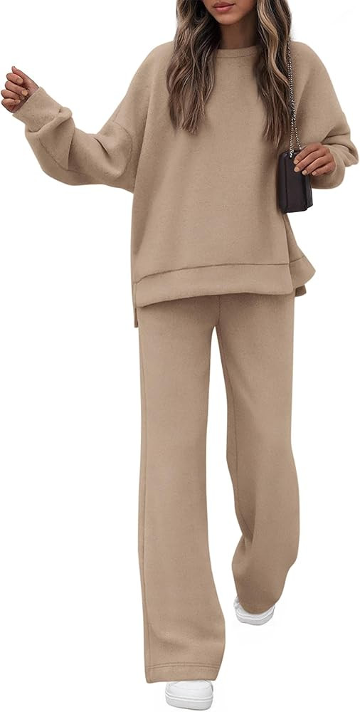 KIRUNDO Fall Sweatsuits Women 2 Piece Outfit Lounge Sets 2025 Matching Airport Oversized Sweatshi... | Amazon (US)