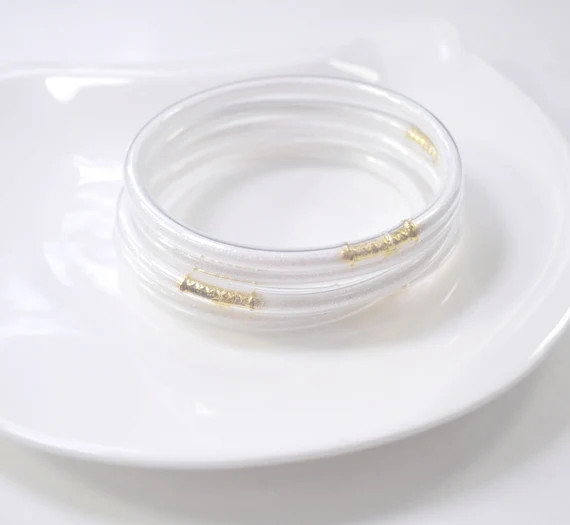 White Glitter Jelly Bangle Set,Jelly Bracelet,Plastic Bangles,2.6 inches--5Pcs--GD5265# | Etsy (US)