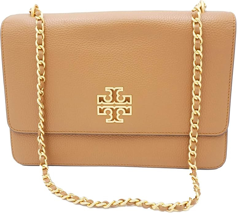 Tory Burch 73506 Bark/Gold Hardware Women's Leather Britten Adjustable Shoulder Bag | Amazon (US)