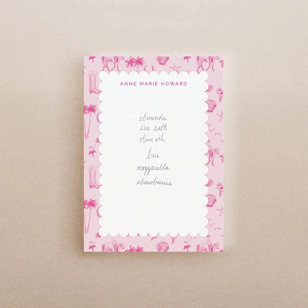 Pink Coastal Cowgirl Toile Notepad Cowgirl Aesthetic Note - Etsy | Etsy (US)