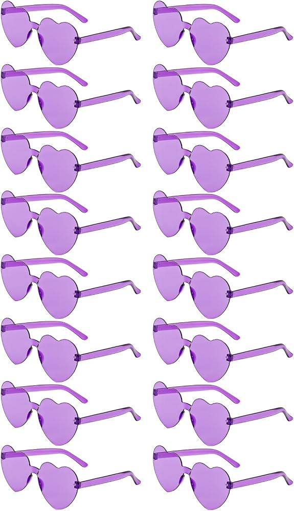 16 Pairs Heart Shaped Sunglasses Candy Color Rimless Fun Heart Glasses for Women Party Favors | Amazon (US)