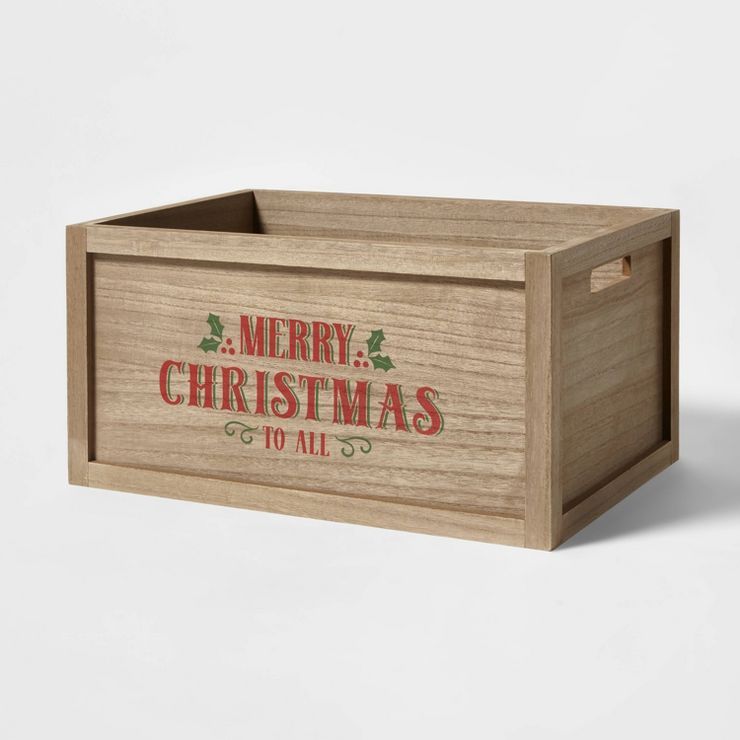 'Merry Christmas to All' Decorative Wood Crate Brown - Wondershop™ | Target