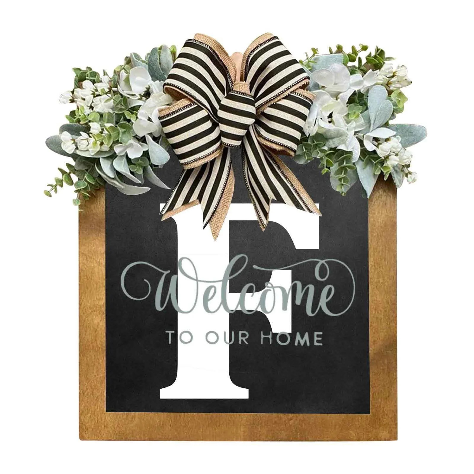 Personalized Wooden Last Name Wreath Sign Front Door Hanging Plaque for Home Decor Wedding Housew... | Walmart (US)