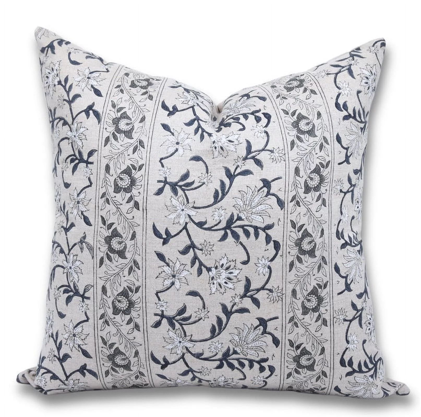 Fabdivine Block Print Throw Pillow Cover, 14x14 Inch Pure Linen Decorative Pillowcase, Floral Boh... | Walmart (US)