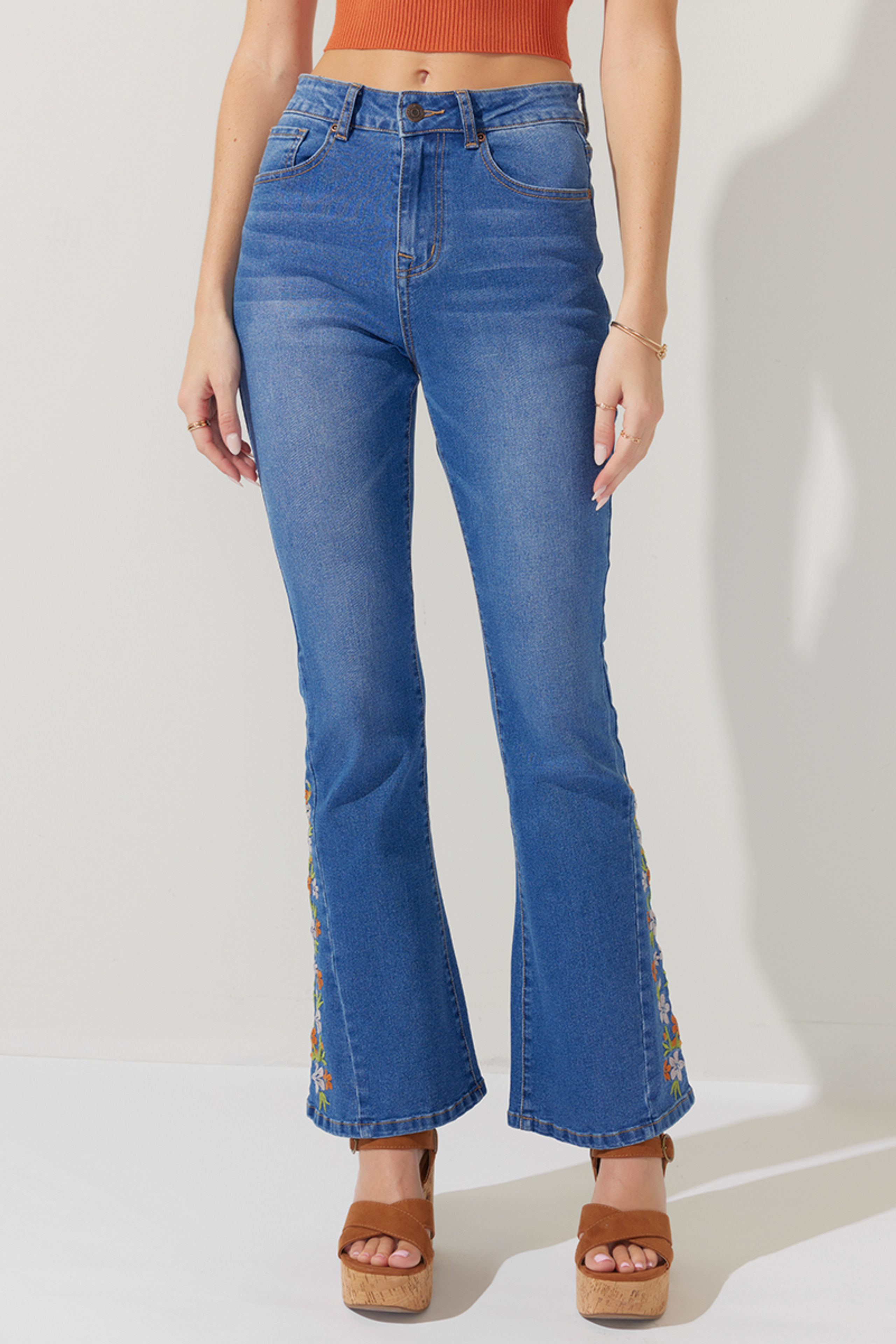 Harper Heritage Floral Embroidered Flare Jeans | Francesca's