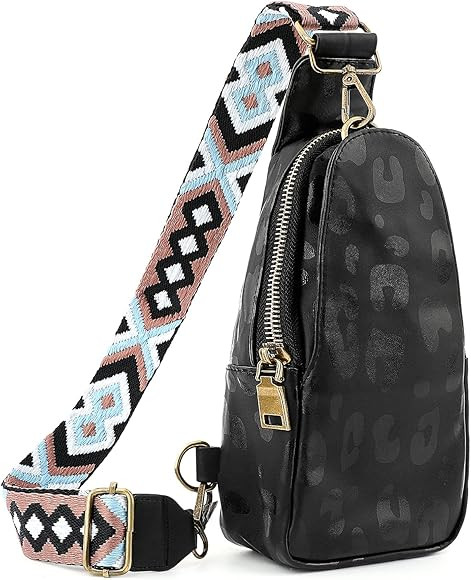 welltop Sling Bag for Women, PU Leather Chest Bag Small Crossbody Casual Daypack Fanny Packs with... | Amazon (CA)