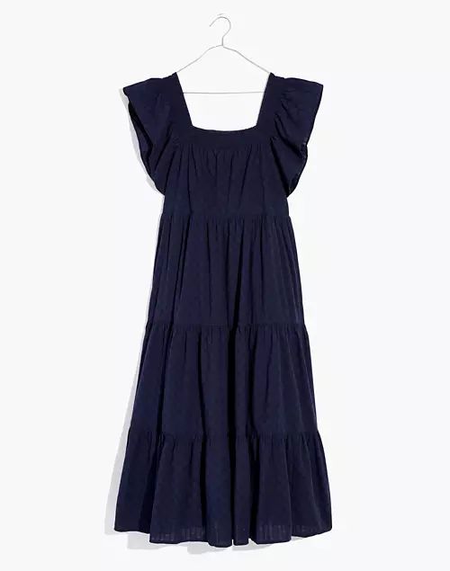 Ruffle-Sleeve Tiered Midi Dress in Textured Check | Madewell