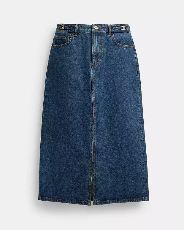 Heritage C Denim Maxi Skirt | Coach Outlet US