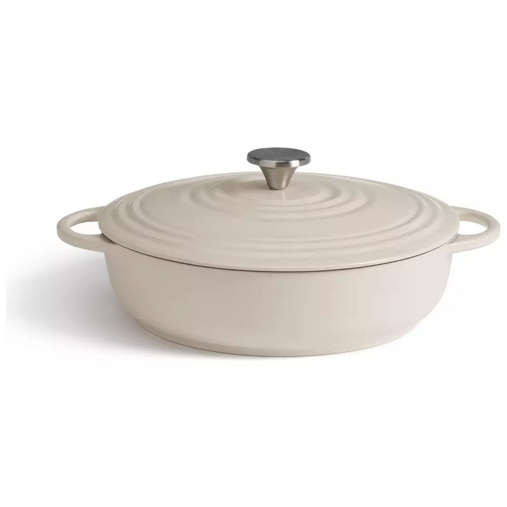 Buy Habitat 4 Litre Cast Iron Shallow Casserole Dish - Cream | Casserole pots | Habitat | Habitat UK
