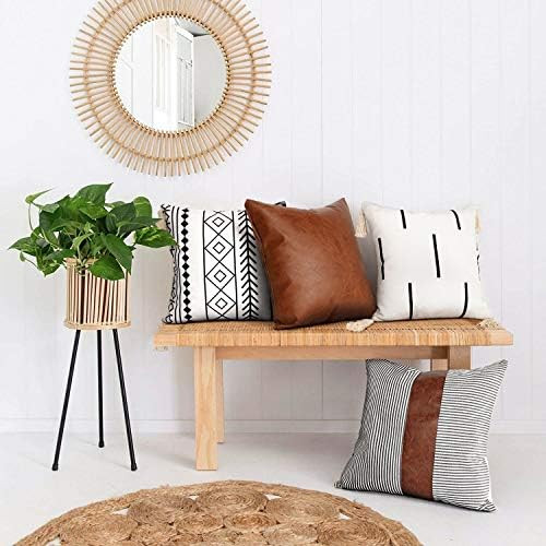 Merrycolor Decorative Throw Pillow Covers Set of 4, Faux Leather Cushion Cover for Couch Sofa 18x... | Amazon (US)