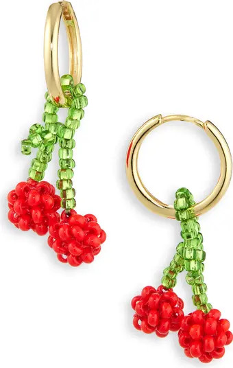 Beaded Charm Drop Hoop Earrings | Nordstrom