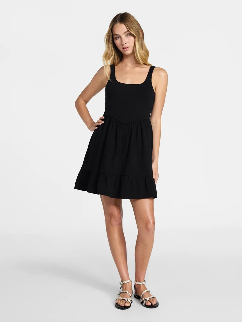 No Boundaries Mixed Media Mini Dress, Women's XXS-XXL | Walmart (US)