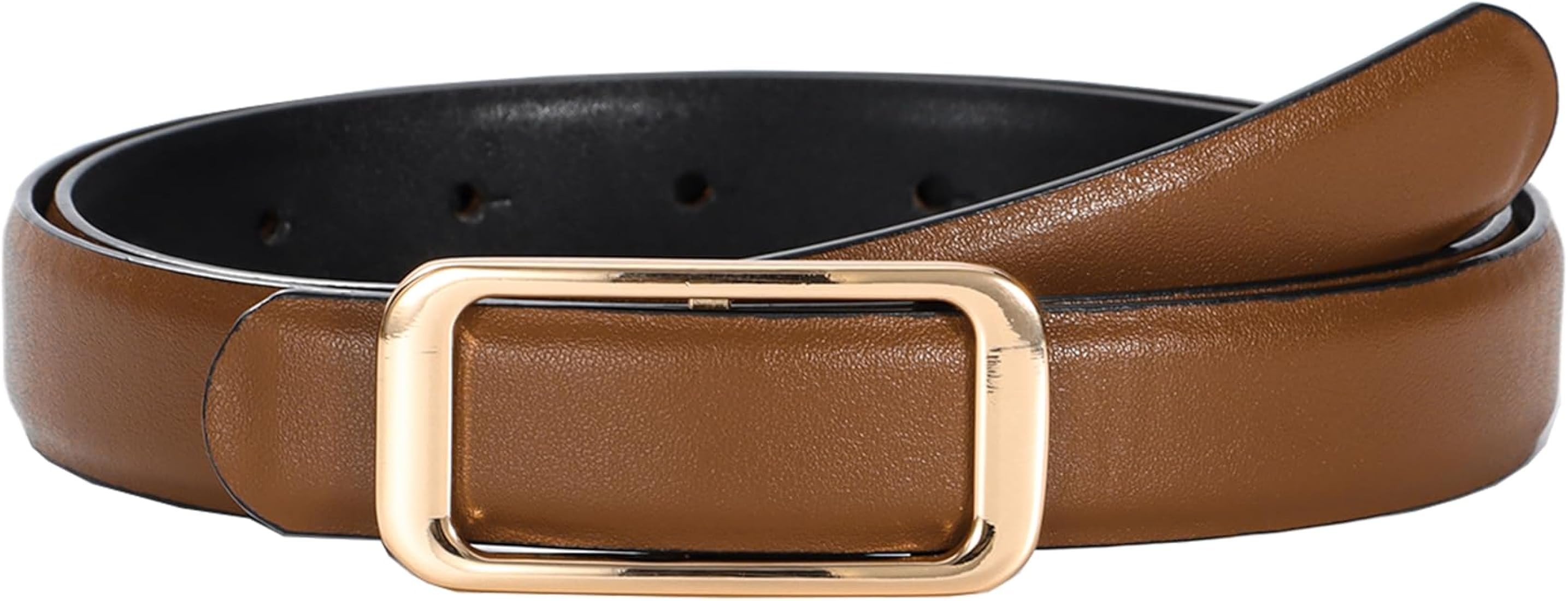 ALAIX Women's Leather Belt for Jeans Pants Fashion Belt with Gold/Silver Buckle Elegant Thin Wais... | Amazon (US)