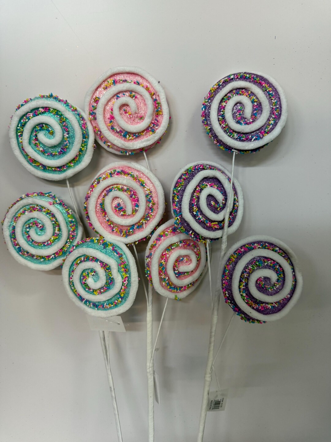 Candy Lollipop Sprinkle Spray 24, Lavender, Pink, Blue Lollipop for Wreaths, Garlands, Christmas ... | Etsy (US)