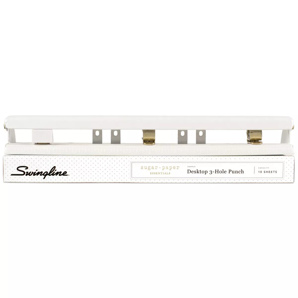 Desktop 3-Hole Punch White/Gold - Sugar Paper Essentials: Metal Office Tool for Binder, Multicolo... | Target