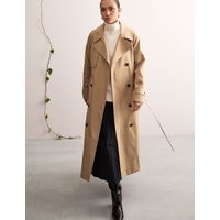 Jaeger Women's Pure Cotton Belted Trench Coat - 20 - Camel, Camel | Marks & Spencer (UK)