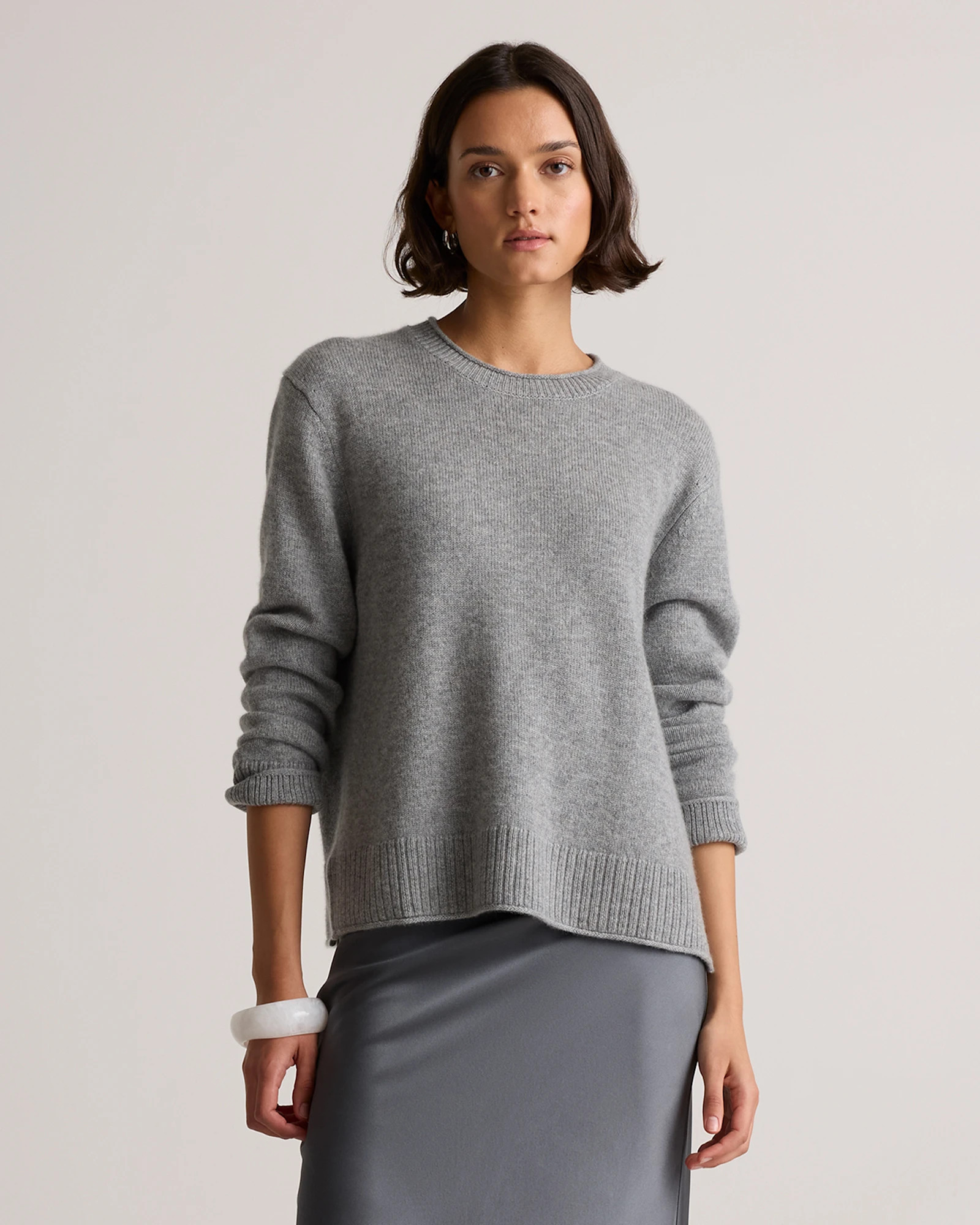 Quince | Women's Mongolian Cashmere Boxy Crewneck Sweater in Faded Denim, Size Large | Quince