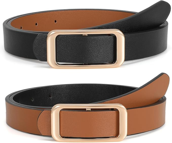 SUOSDEY Women Reversible Leather Belts for Jeans Pants Dresses Ladies Fashion Belts with Gold Buc... | Amazon (US)