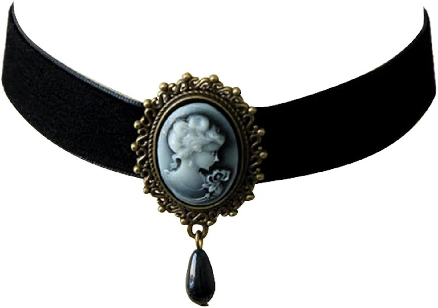 JJTZX Victorian Black Velvet Lace Cameo Choker Gothic Lady Cameo Necklace Gift for Her | Amazon (US)