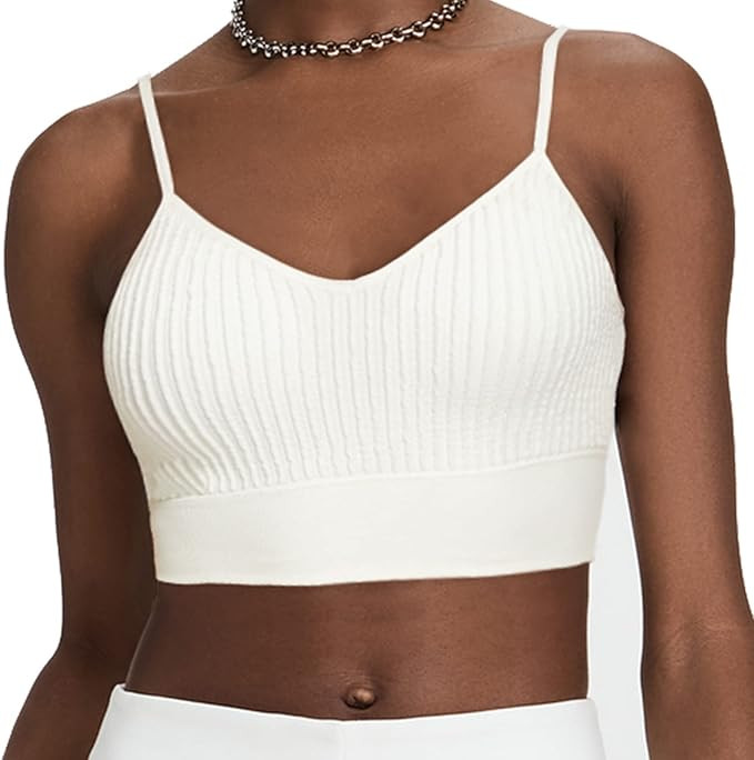 Sports Bras for Women Workout Ribbed Crop Tank Tops Longline Padded Bra, Gym Running Yoga Tops | Amazon (US)